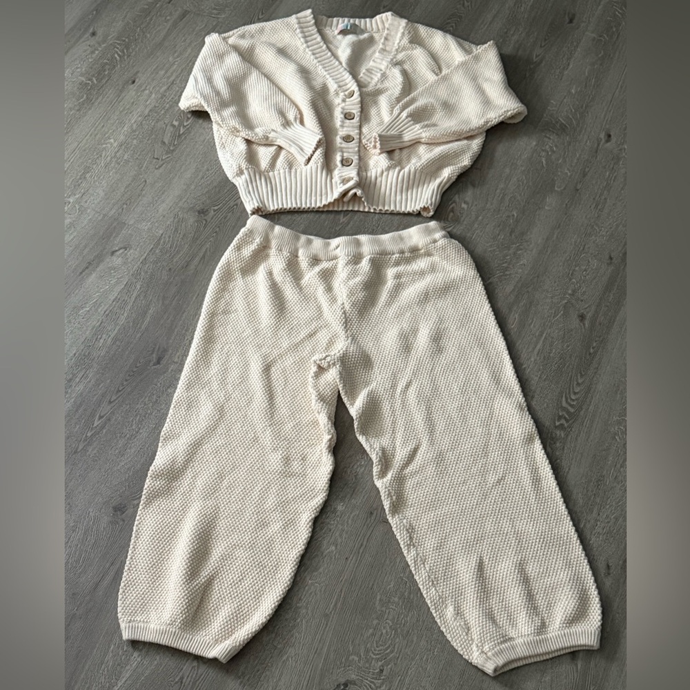 Free People Hailee Waffle Stitch Cardigan & Pants Set